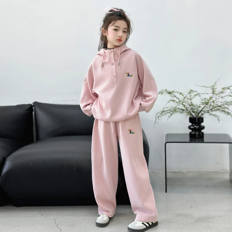 女童卫衣套装2025新款春装洋气大童女装春款初中生连帽儿童装衣服