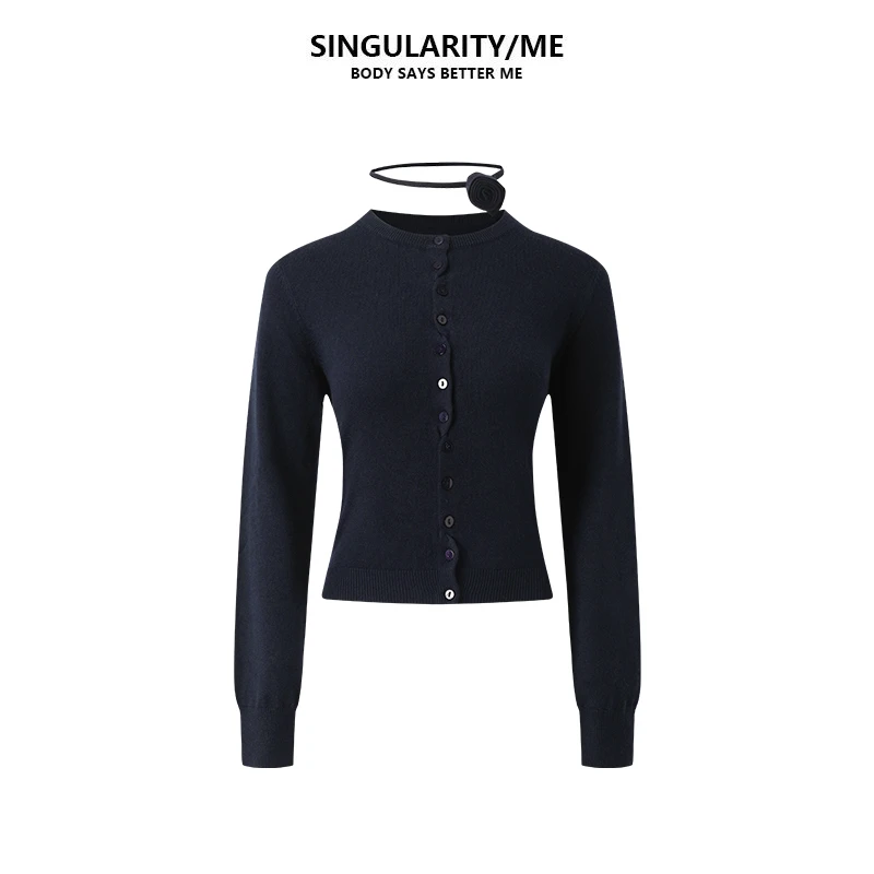 Singularity Me 2A 93256【早春必备】温柔立体系带玫瑰花针织开衫