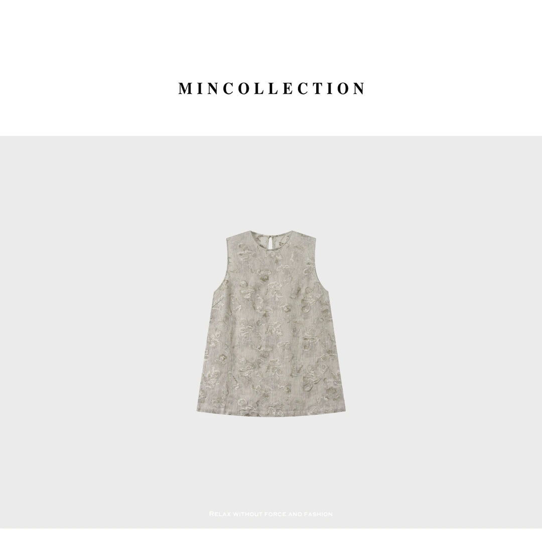 提花马甲/国风立体刺绣清透薄款亚麻马甲55721