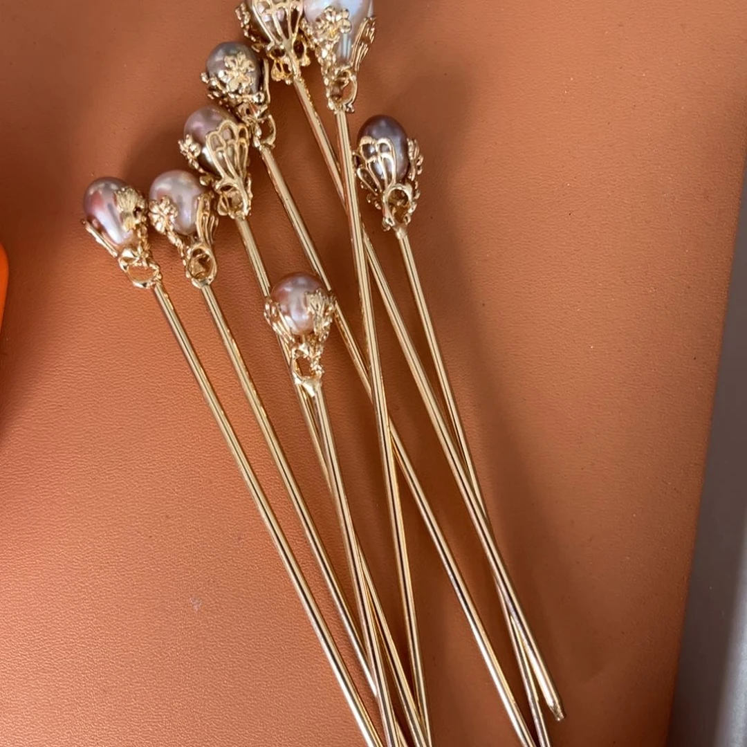 钛钢淡水珍珠耳饰发簪