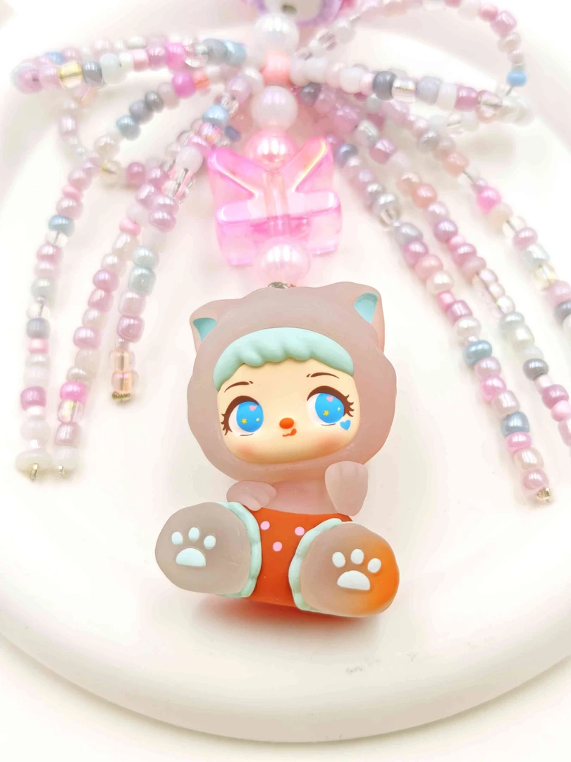 【孤品】DIY彩色可爱卡珠手机链手腕链钥匙扣少女风必备