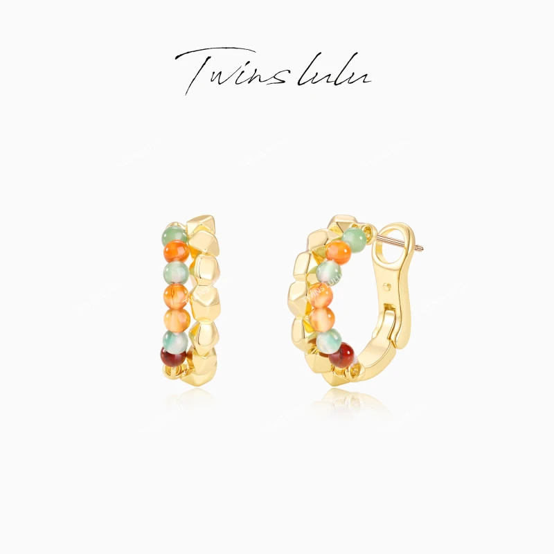 TWINS LULU 镀K金【绮梦珠】百搭时尚彩色几何珠珠耳环TSL2989