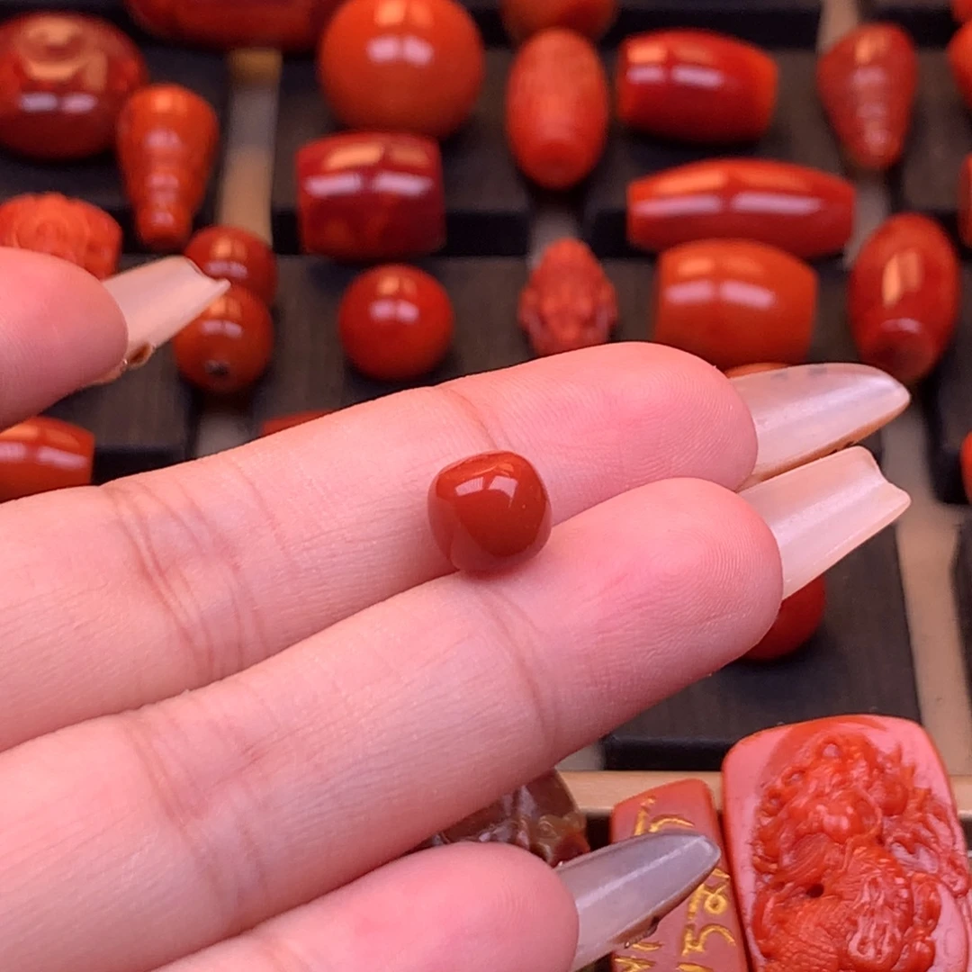 南红玛瑙未镶嵌川料原矿老型单珠8mm