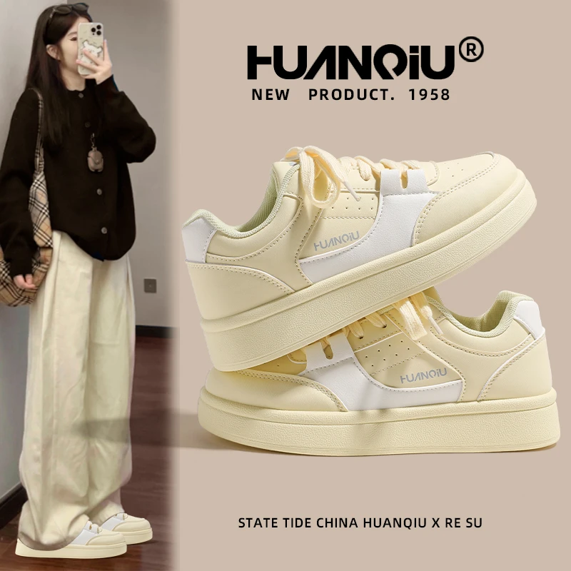 环球休闲运动板鞋女款2025秋季新款百搭鞋子女高级感厚底增高潮鞋