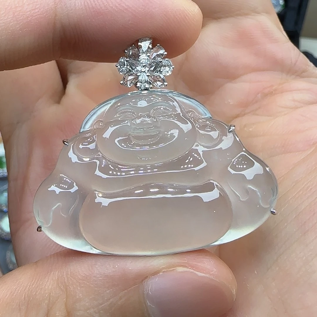 颈饰18K金镶嵌翡翠天然翡翠
