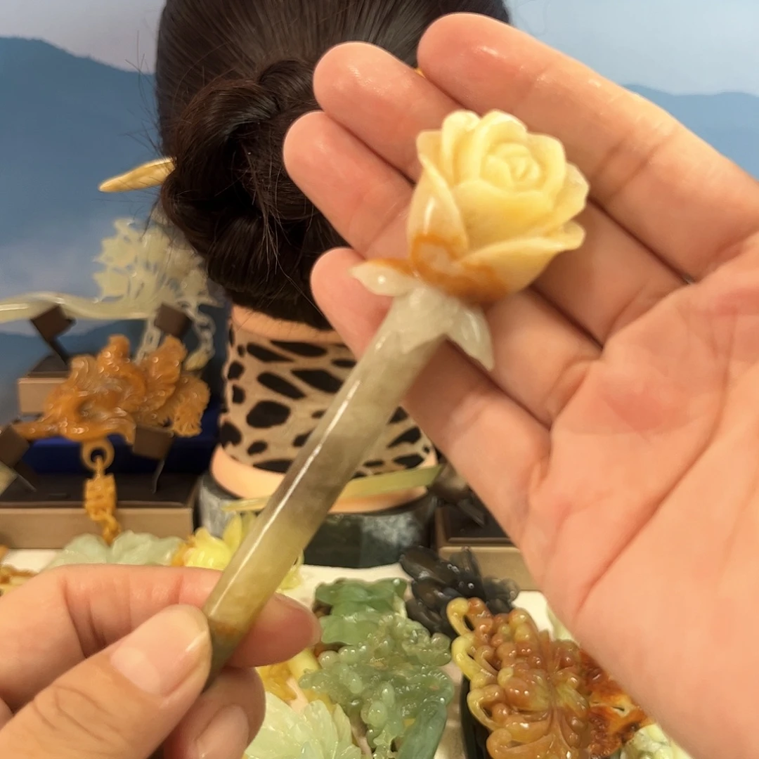 蛇纹石玉合金发饰