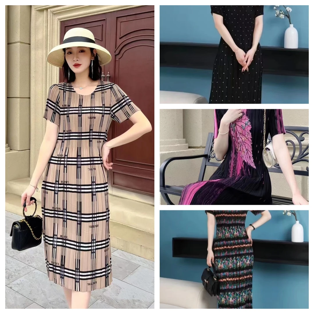 【101-199】新款洋气时尚撞色百搭休闲提花连衣裙