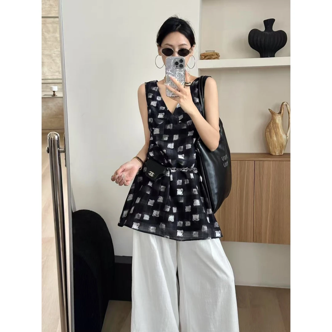 SP 小众买手店款扎染系带设计感中长款背心连衣裙显瘦洋气