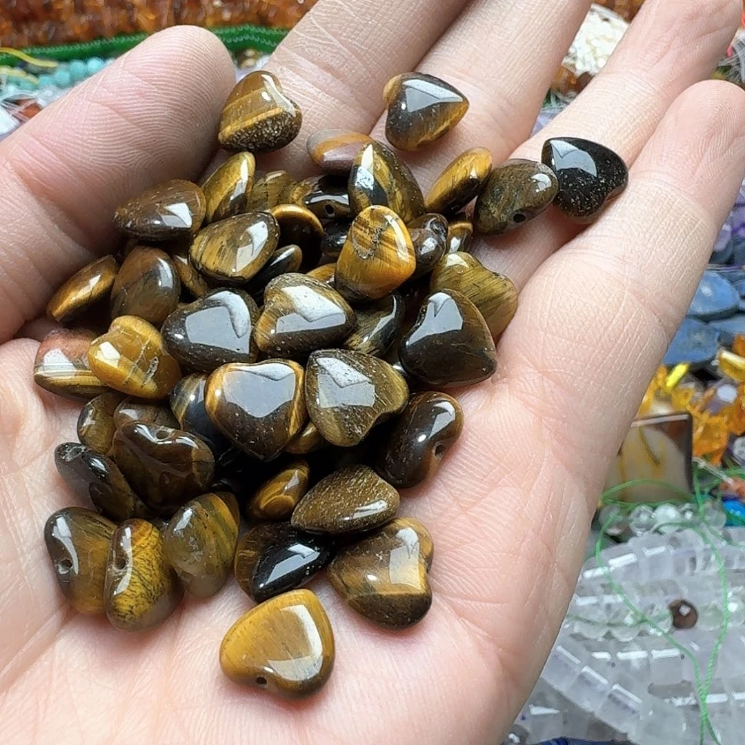 玛瑙/玉髓未镶嵌珠宝半成品30颗12mm黄虎半孔