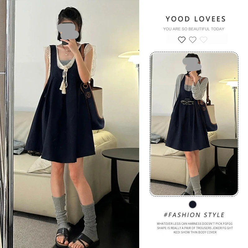 韩系穿搭纯色无袖背心连衣裙女装夏季修身显瘦百搭气质休闲小裙子