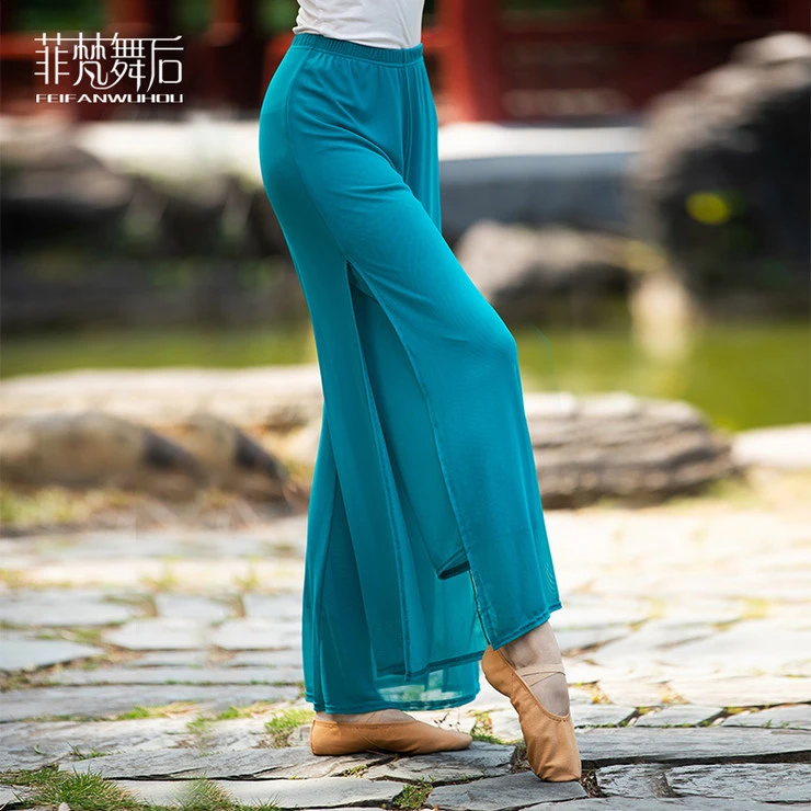 baysa 中国古风民族飘逸纱料阔腿裤身韵练功裤古典舞练功服女