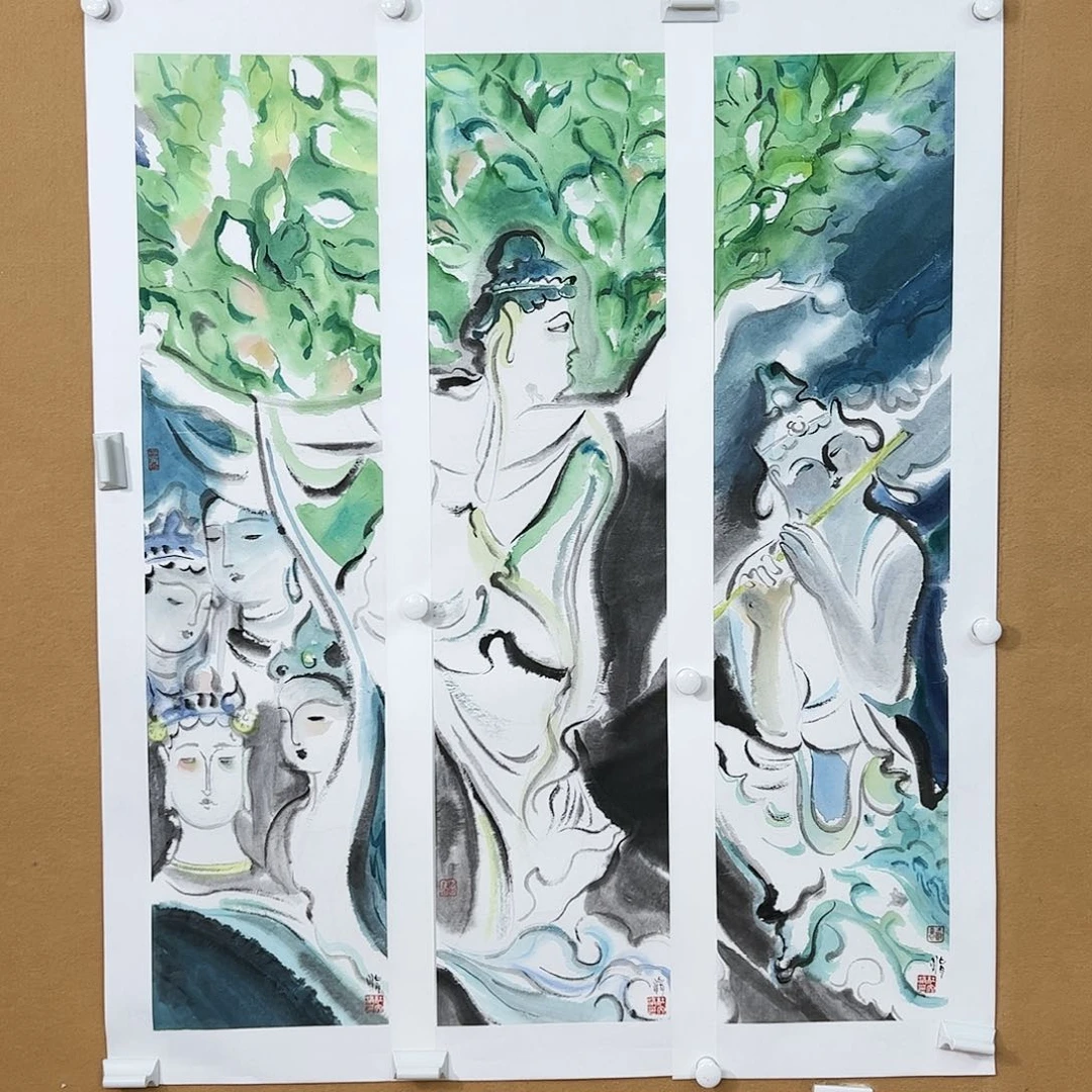国画（a17878）三联画 书画