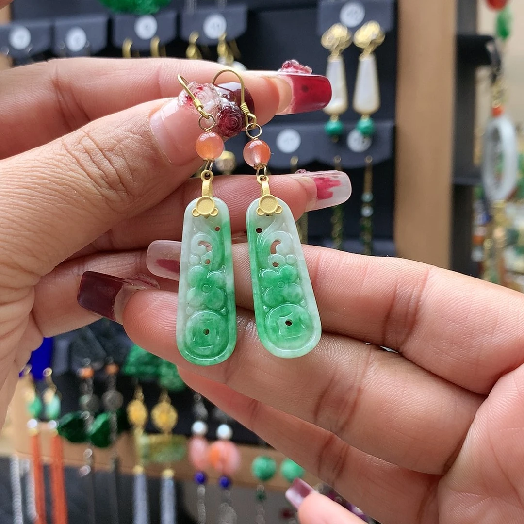 【闪购商品】翡翠耳饰银S925镶嵌蘭*耳坠