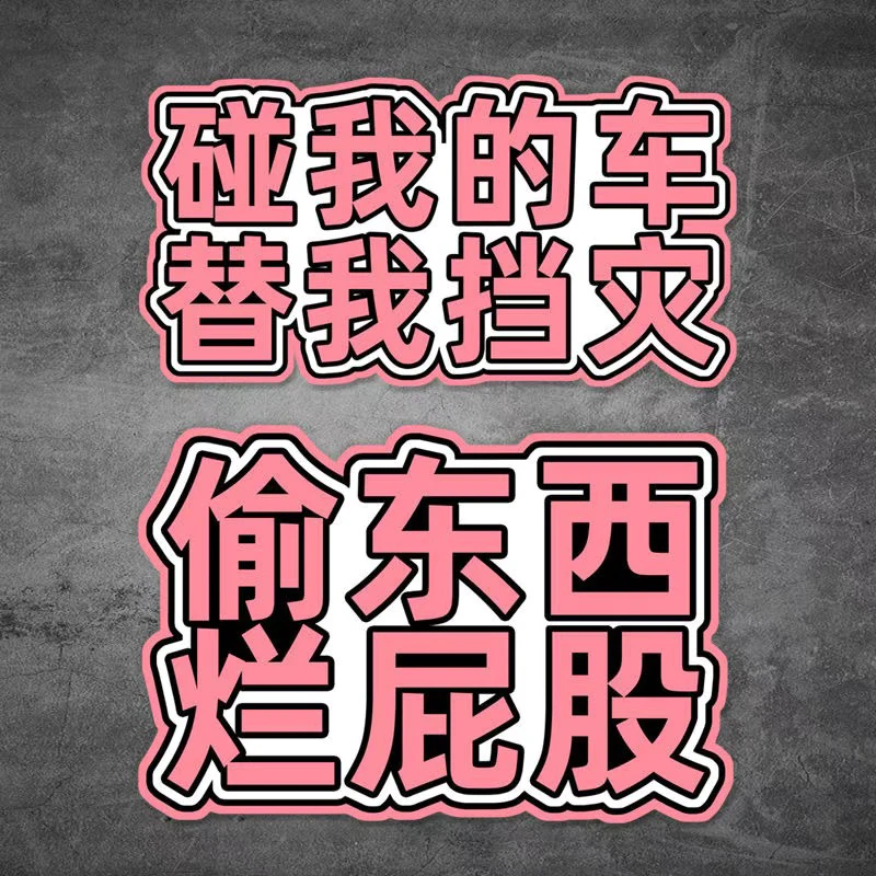 不要碰我车贴纸替我挡灾发疯搞怪文字电动车个性警示偷东西车贴