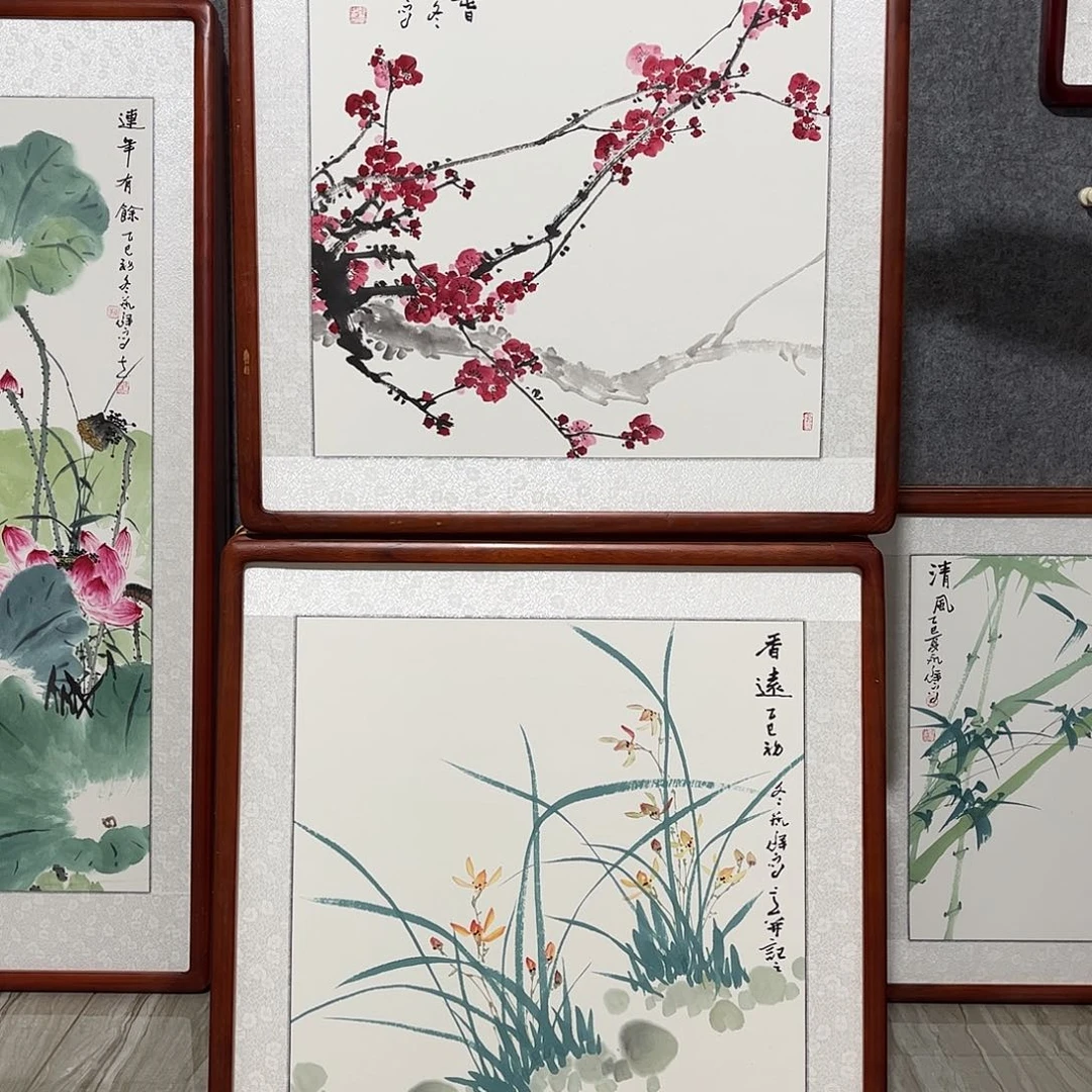 国画书画作品带框63×63