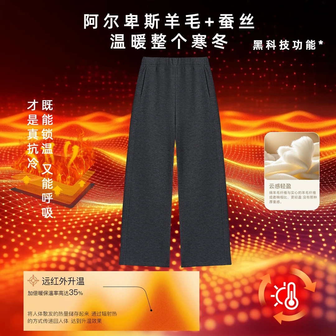诗妮歌 | 羊毛+蚕丝“腿精”高质奢感细腻加绒通勤轻暖休闲裤1