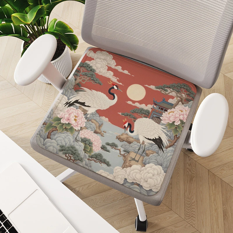 新中式夏季冰丝椅垫家用透气沙发垫办公室防滑久坐坐垫汽车座垫子