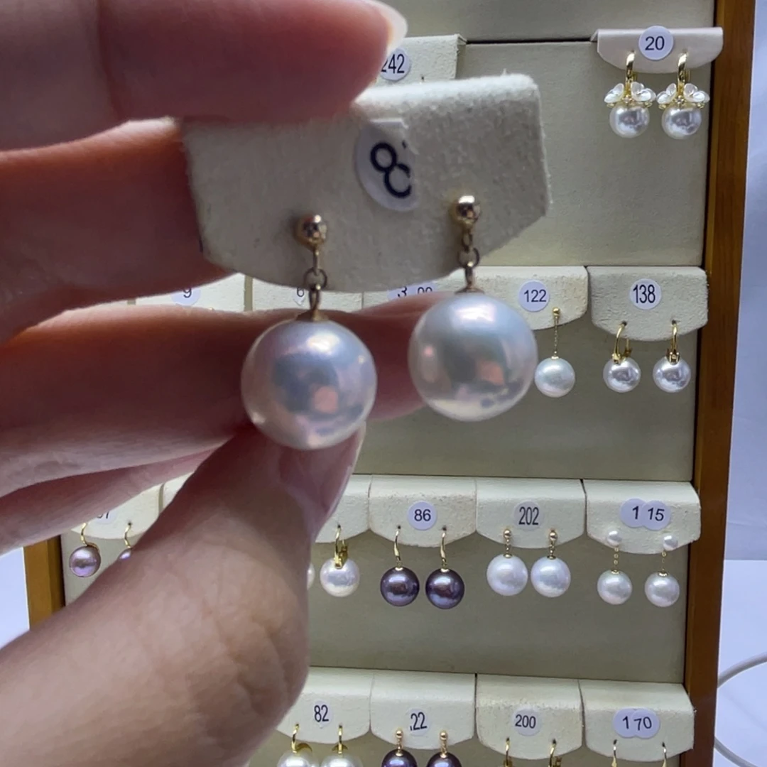 淡水珍珠耳饰银S925镶嵌