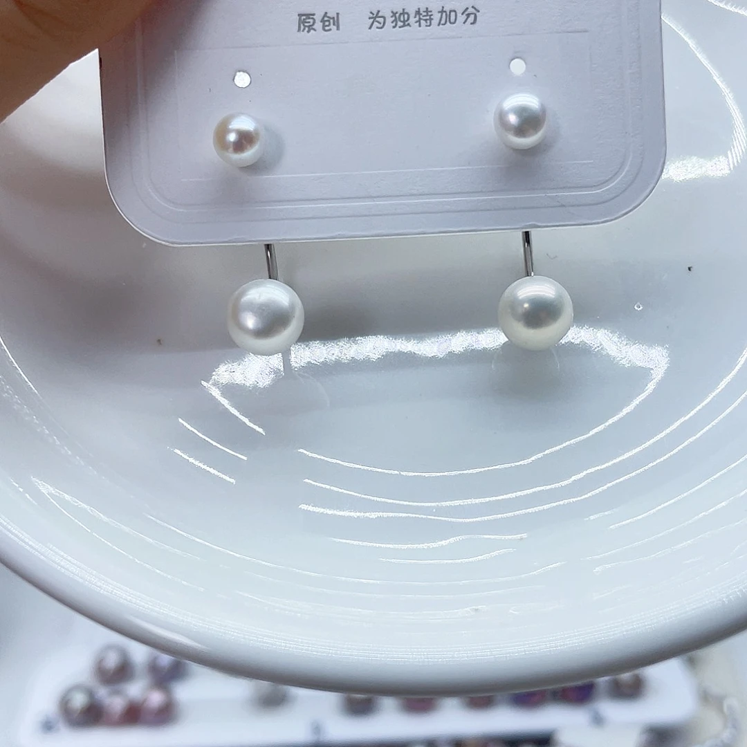 银S925镶嵌耳饰淡水珍珠