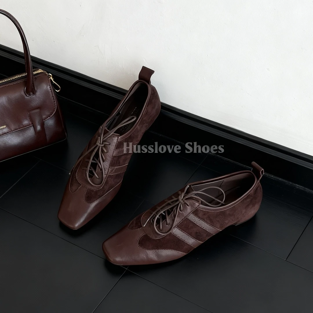 HUSSLOVE 头层羊皮+羊反绒·跟高3.5CM·复古老钱风内增高德训单鞋