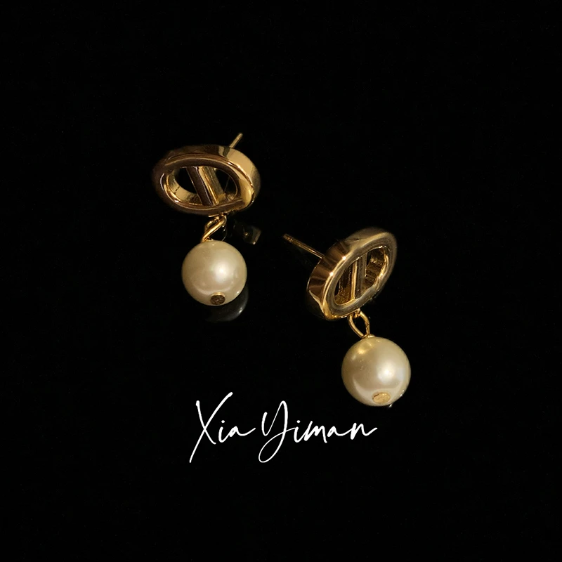铜合金仿珍珠耳饰 【夏一曼】 法式经典 珠珠吊坠 耳环