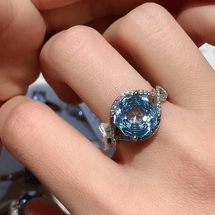 戒指托帕石银S925镶嵌