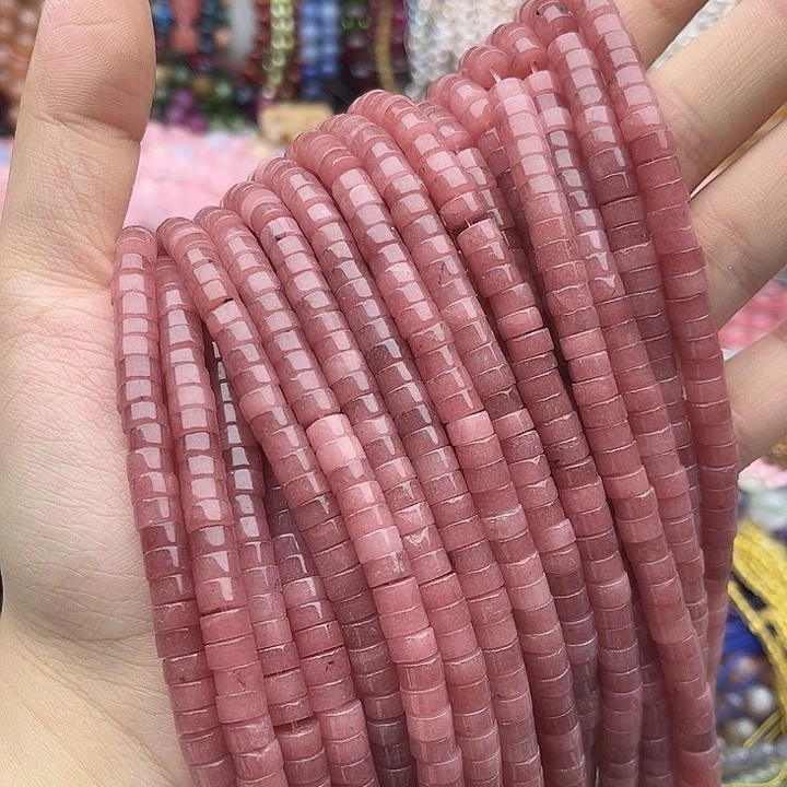 玛瑙/玉髓未镶嵌珠宝半成品一条6/3mm左右草莓晶直切