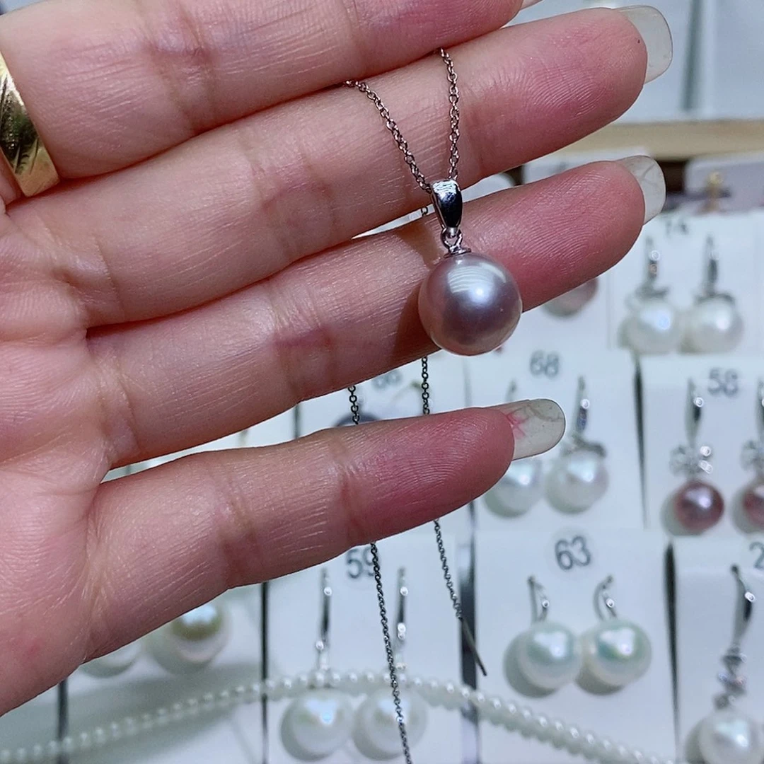 淡水珍珠银S925镶嵌吊坠(赠链)