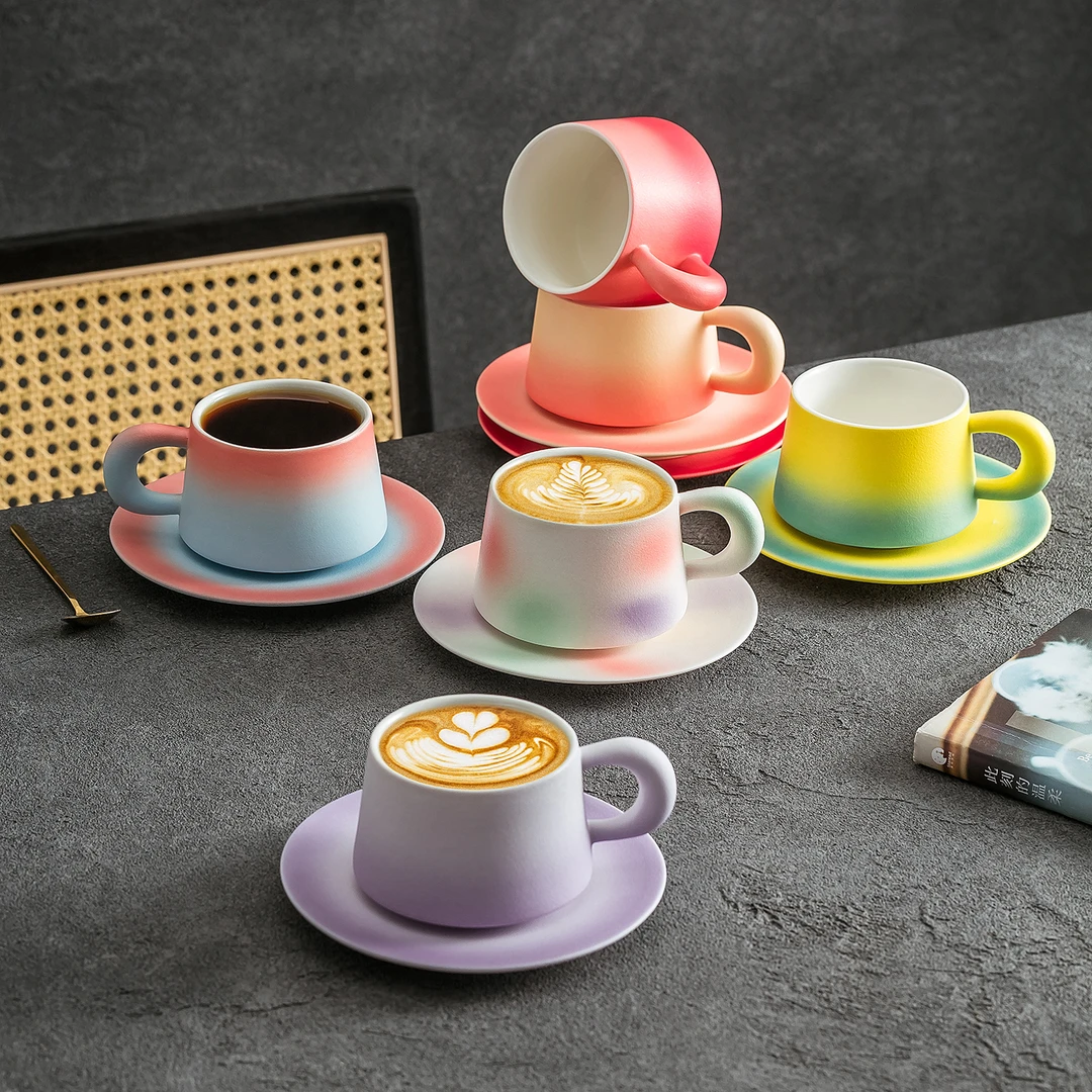 2025新款简约陶瓷咖啡杯碟套装精致漂亮的高颜值喝水下午茶马克杯