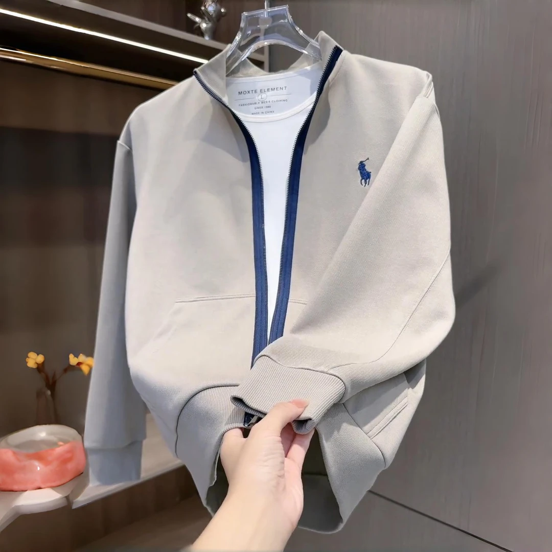 春秋新款轻奢刺绣立领夹克外套男士潮牌时尚宽松百搭休闲情侣上衣