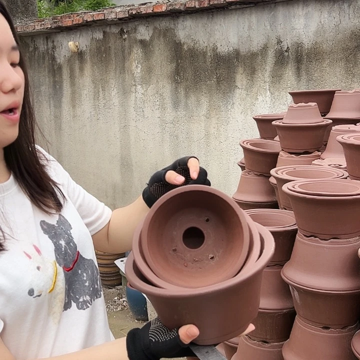 朱泥三件套花盆花盆花盆
