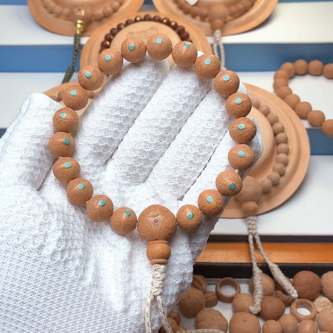 手串凤眼菩提镶嵌手串12溜圆姜黄皮一物一图