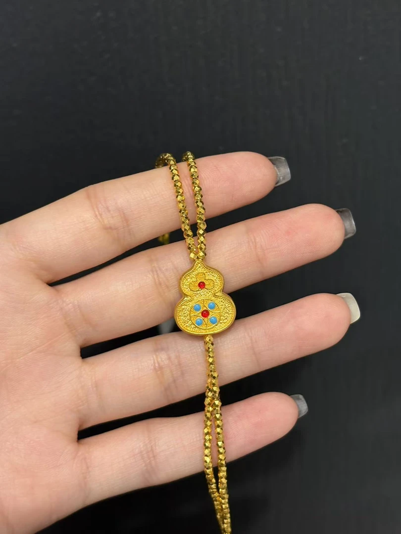 【小鹏黄金】足金999珐琅葫芦蹦迪珠手链12.85