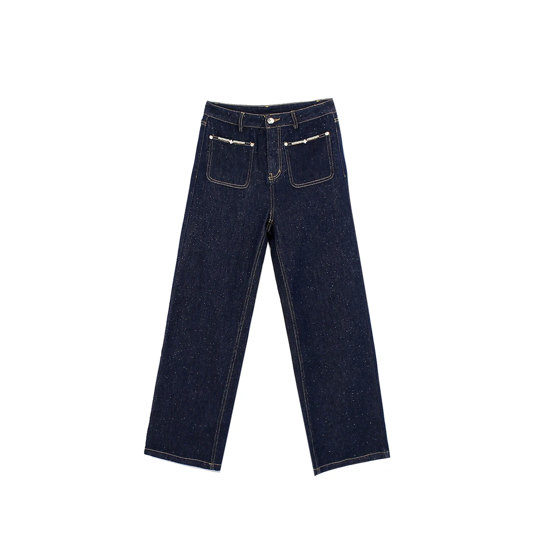 2024秋季新款水洗牛仔裤高腰显瘦直筒裤长裤子1VV756