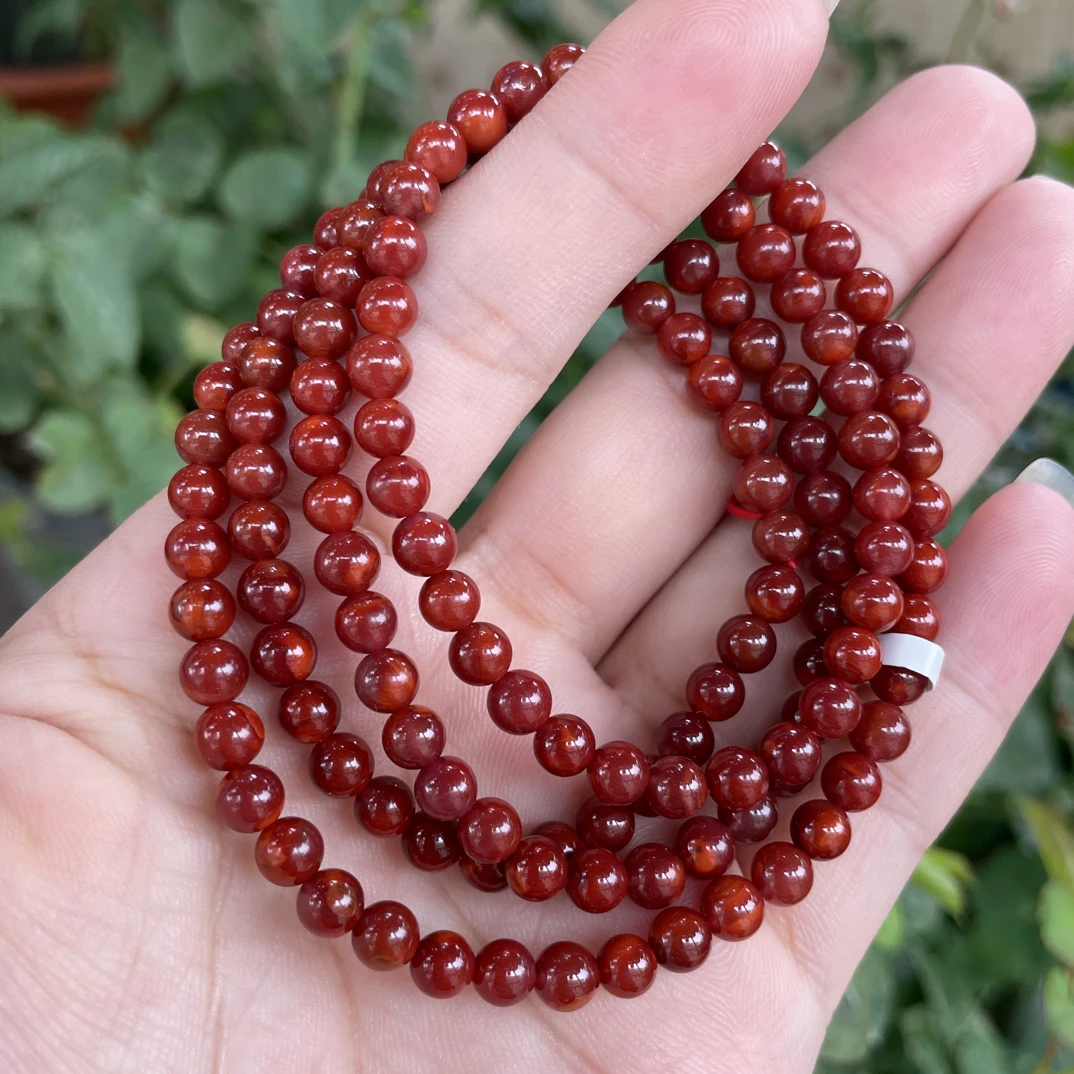 云端级南红川料牛血车厘子红多圈长串5mm➕颜色巨深邃浓郁成品高阶