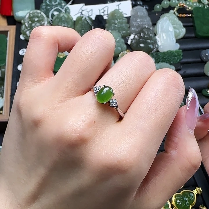 银S925镶嵌戒指和田玉