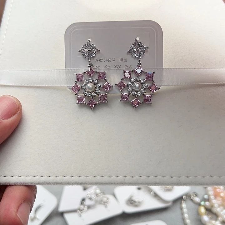 淡水珍珠耳饰银S925镶嵌