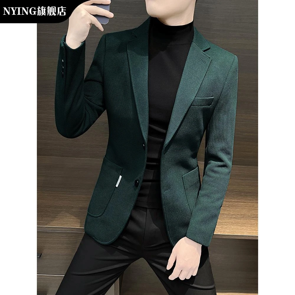 NYING新款西装夹克男士2025爆款秋季男商务独特潮流高端休闲套装