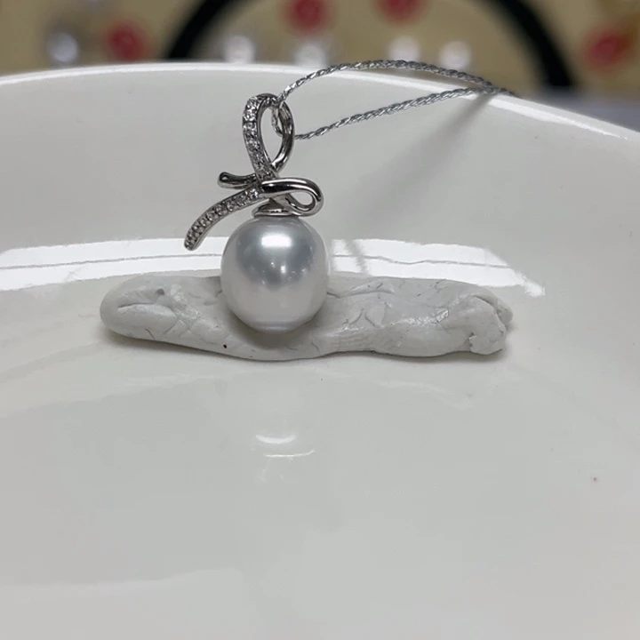 海水珍珠银S925镶嵌颈饰澳白8-9mm 90号