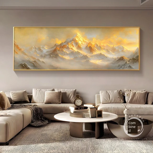 【直播】金山客厅高端3D装饰画大气山水画浮雕挂画阳光背景墙沙发