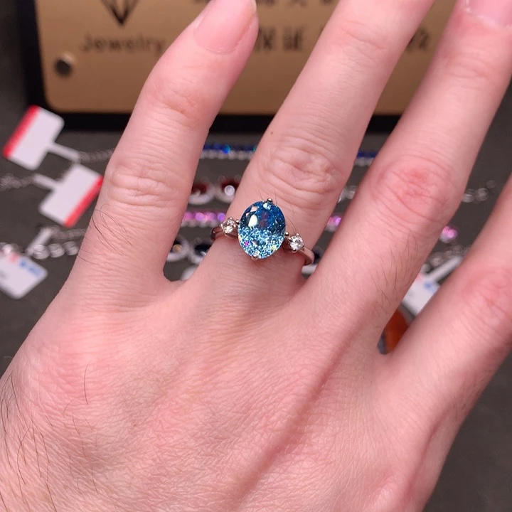 海蓝宝石戒圈银S925镶嵌