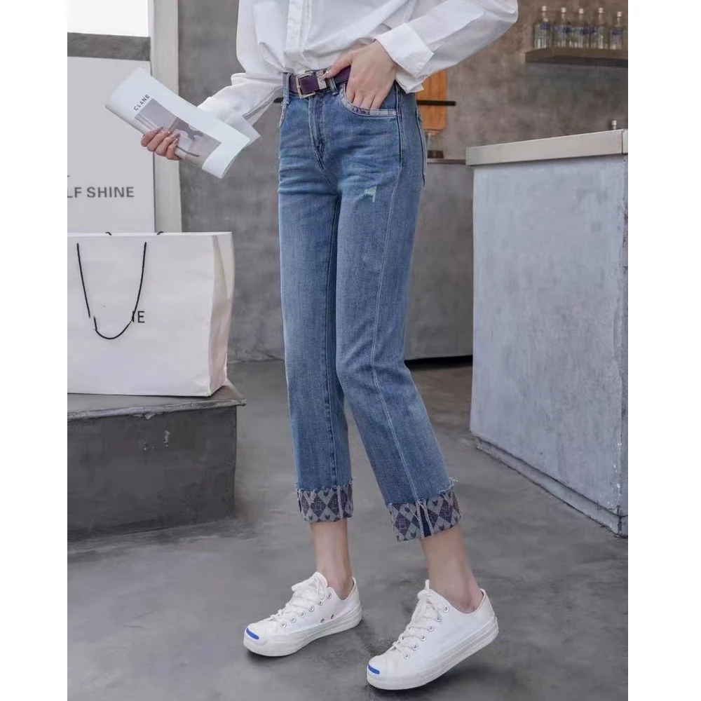 『 雾灰河畔Y 』气质百搭时尚潮流设计款时尚牛仔裤80520