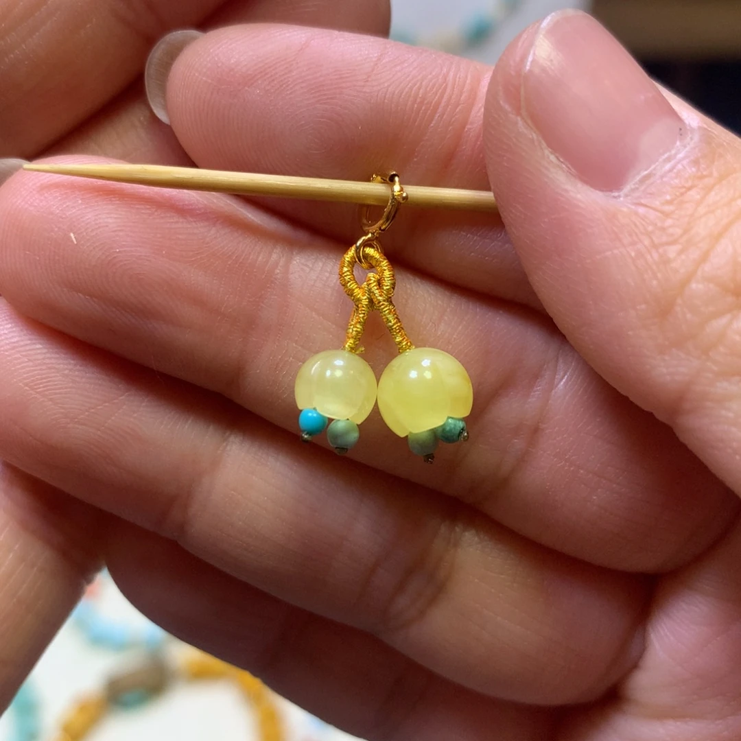 琥珀银S925镀金镶嵌裸石挂件