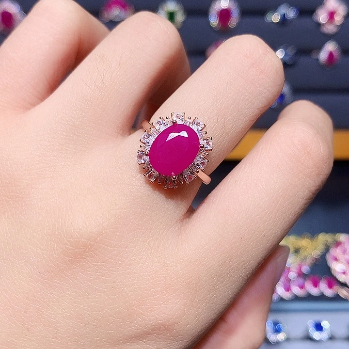 银S925镶嵌戒指红宝石