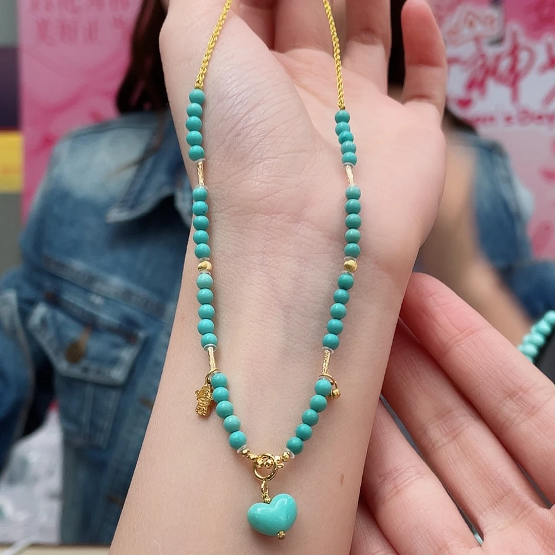 绿松石颈饰18K金镶嵌