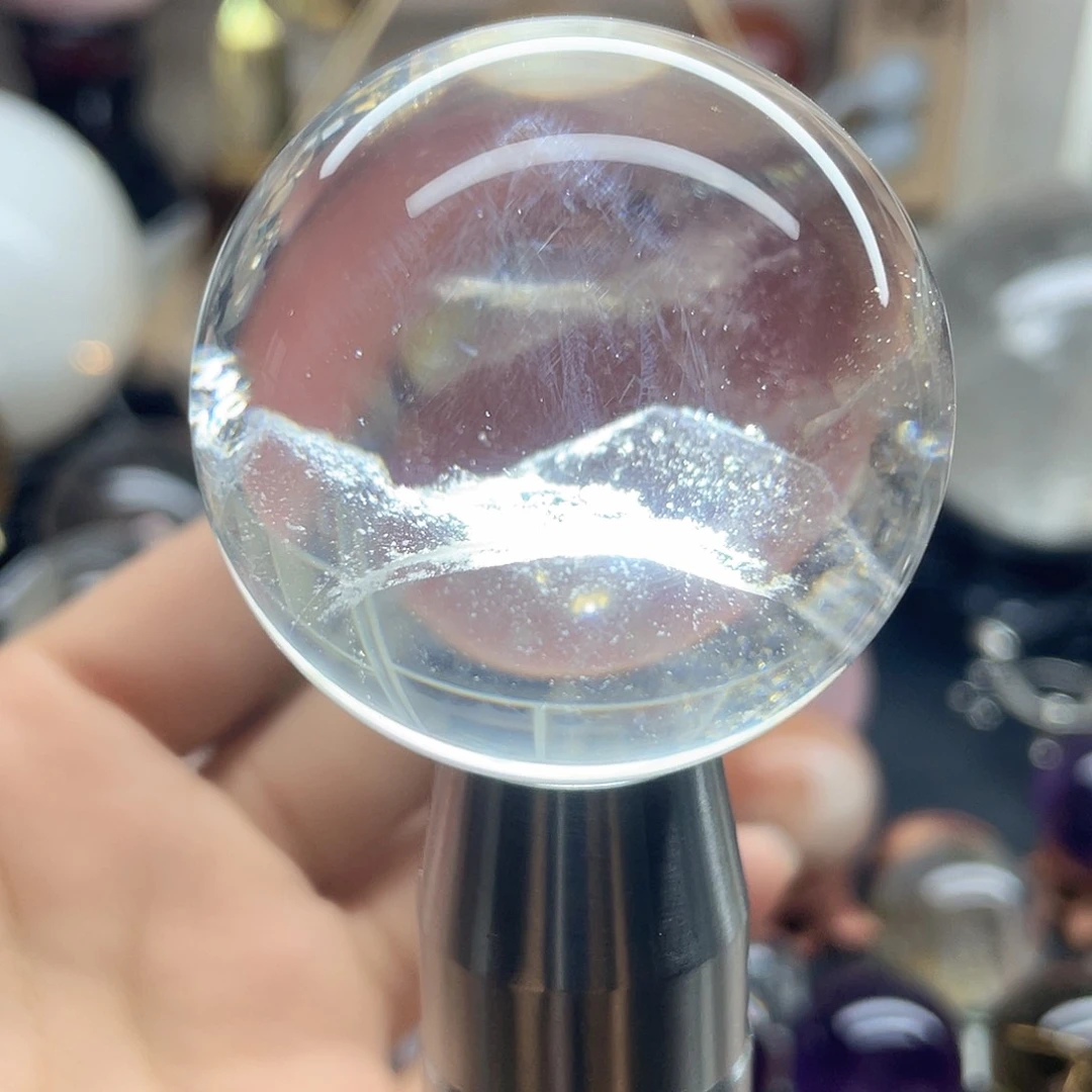 水晶珠宝半成品未镶嵌白幽灵聚宝盆蓝针金字塔49