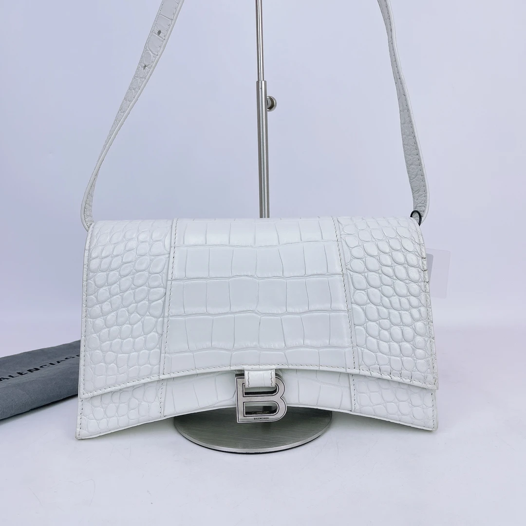 95新 Balenciaga/巴黎世家 巴黎世家 白色沙漏单肩包底长25 J364