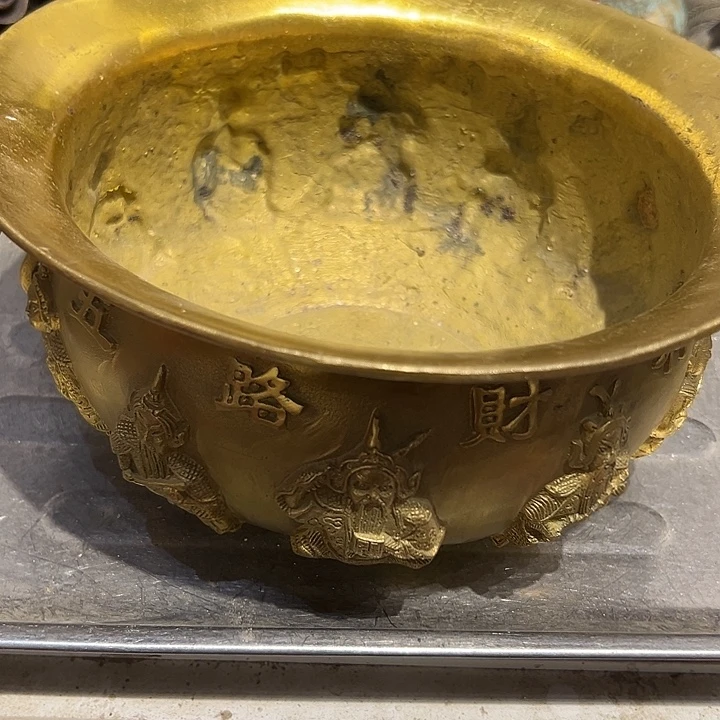 山***秀黄铜摆件，文房工艺品摆件