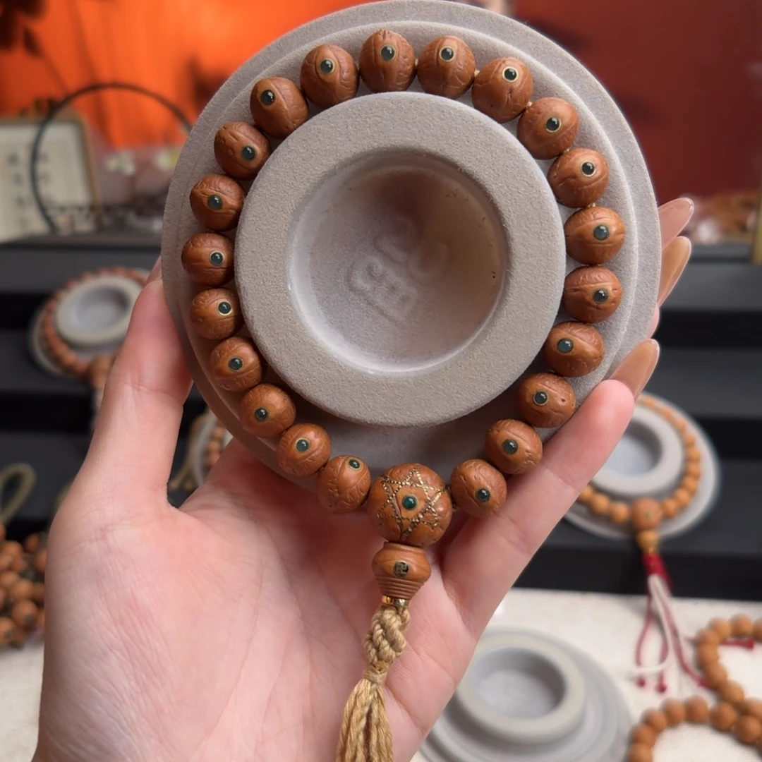 手串凤眼菩提幼****」12mm铁籽单圈绿玛n货头