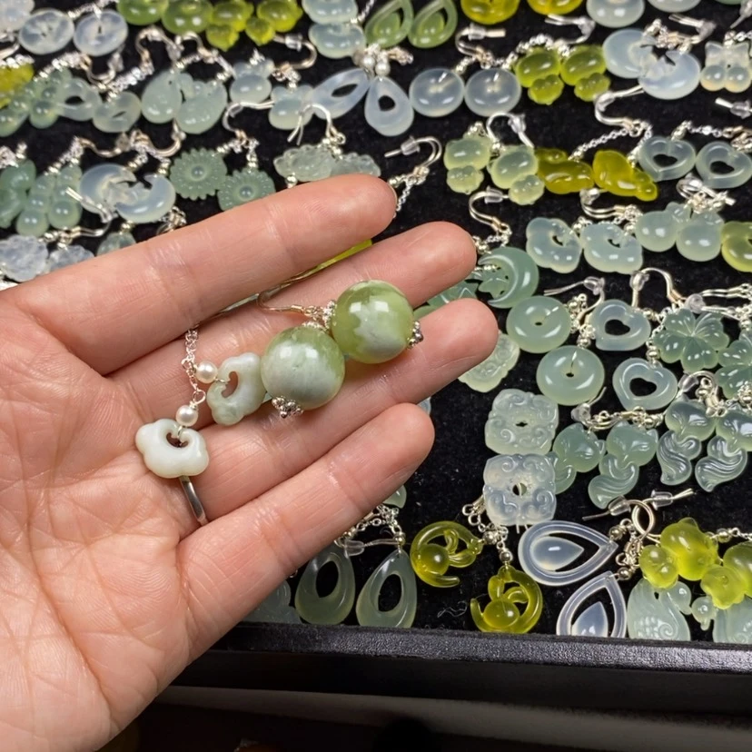 【闪购商品】蛇纹石玉挂件耳饰耳环项链未镶嵌黑***香